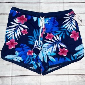 L (12/14) Secret Treasures Women Tropical Shorts Loungewear Blue